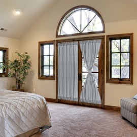 PiccoCasa Thermal Insulated French Door Curtain Side Panels - Blackout Curtains Drape 25x72 Inch Room Darkening for Glass Doors 2 Panels Gray