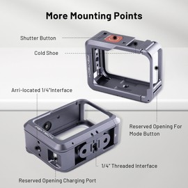 PGYTECH Camera Cage for Gopro 13/12/11, Aluminum Alloy Protective Vlogging Camera Frame for Gopro, Magnetic Quick Release Connector, 1/4" Thread Connector for Mic, Camera Light