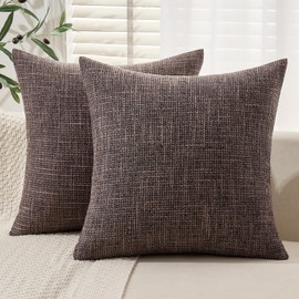 MIULEE Burlap Linen Throw Pillow Covers 18x18 Inch Set of 2 Dark Coffee Decorative Pillows Modern Farmhouse Pillowcases Soft Accent Cushion Covers for Outdoor Couch Sofa Bedroom Livingroom Home Decor