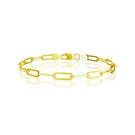 ASDULL 925 Sterling Silver Paperclip Bracelets 4mm Gold Bracelets for women Paperclip Chain Bracelet for men8.5 Inches