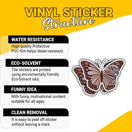 3 Pcs Antisocial Butterfly Sticker – Funny Introvert Quote Vinyl Decal Waterproof for Laptop, Journal, Water Bottle – Gift for Introverts, Anti-Social Friends, and Sarcastic Souls – 3 Inch