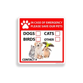 Real Sticky Save Pet Sticker Emergency Rescue Dog Cat Bird Window Door Wall Fire 911 Decal