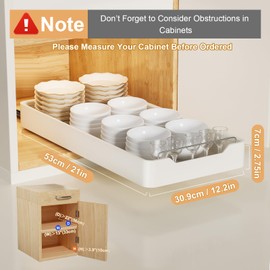 QUSEHA Pull Out Cabinet Organizer Fixed with Adhesive Nano Film, Heavy Duty Slide Out Pantry Shelves, Sliding Drawer Pantry Shelf for Kitchen, Living Room, Home,12.2" W x 20.8" D x 2.75" H