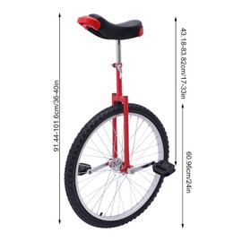 KELIBI Unicycle, 24" Leak proof Tire Wheel Unicycle, Outdoor Adjustable Seat Height Sports Fitness Unicycle, Portable Thickened Steel Frame Balance Unicycle, With Saddle, For Office Workers, Student