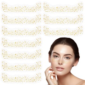 Glitter Freckles Body Face Glitter Freckles Face Tattoo for Women Singer Concerts Cosplay Parties Festivals Accessories (Gold, 10 Pcs)