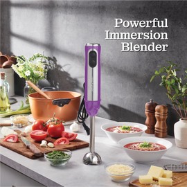 Powerful Immersion Blender, Electric Hand Blender 500 Watt with Turbo Mode, Detachable Base. Handheld Kitchen Gadget Blender Stick for Soup, Smoothie, Puree, Baby Food, 304 Stainless Steel Blades