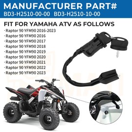 M MATI Ignition Key Switch for Yamaha Raptor 90 YFM90 2016-2023 BD3-H2510-00-00 BD3-H2510-10-00