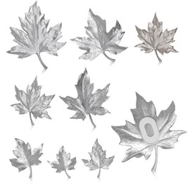 HILIUS Maple Leaf Wall Decor, 8 Pack Resin 3D Wall Sculptures Hanging Decorations Wall Decor Home Decor Art Craft for Living Room Bathroom Bedroom Wall (Silver)