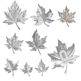 HILIUS Maple Leaf Wall Decor, 8 Pack Resin 3D Wall Sculptures Hanging Decorations Wall Decor Home Decor Art Craft for Living Room Bathroom Bedroom Wall (Silver)