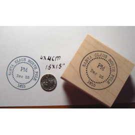 Dragonflylaser Postmark  Rubber  Stamp Santa Claus Noth Pole 1.5" WM P27