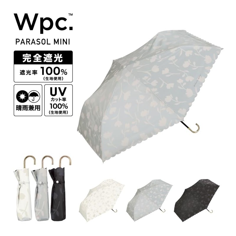 2025 Wpc. 801-18067-102 Women's Mini Folding Parasol, Flower Shadow, Charcoal,