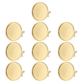 PATIKIL Stainless Ring Blank, 25mm 10 Pcs Adjustable Finger Ring Blank Base Bezel Trays Flat Pad Tray for Jewelry Making Finding DIY Carvings, Gold