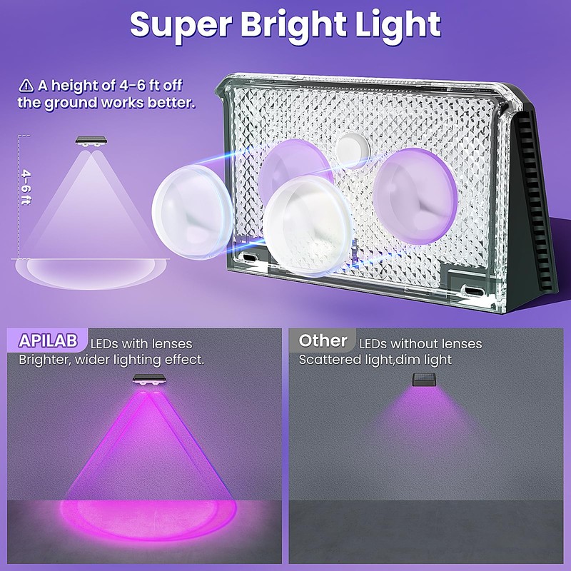 APILAB Solar Fence Lights Outdoor 8 Pack - 8 Modes