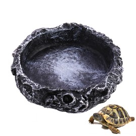 Reptile Water Container Feeding Container Natural Rock Image 9 x 9 x 2 For Reptiles Resin Pet Feeding Plate Dish Tray Dish For Reptiles Dedicated For Reptiles Snakes Frog Gecko Cameles Gecko Tortoise
