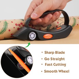 AMZBS 2-Pack Wrapping Paper Cutter with 3 Replaceable Blades Gift Wrap Cutter with Wheels Birthday and Christmas Wrapping Paper Cutter Slider Wrapping Paper Cutter Tool