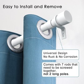 Byondeth Curtain Rods for Windows 16 to 120 Inches Adjustable Length 1 Inch Diameter Window Curtain Rod with Aluminium End Cap, White