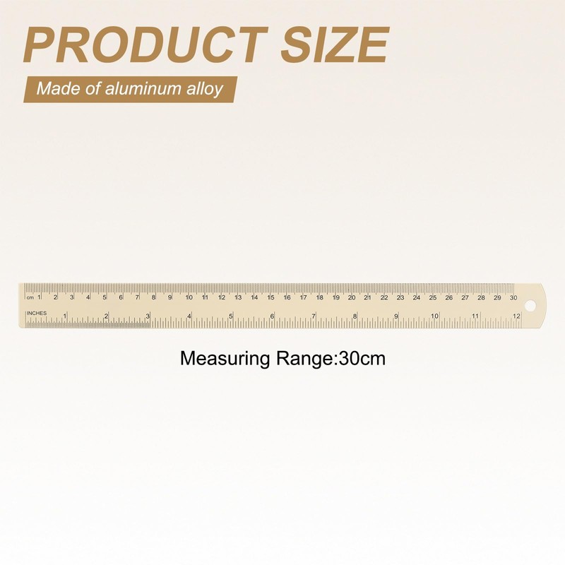 sourcing map 2pcs Metal Straight Ruler 30cm Metric SAE Aluminum