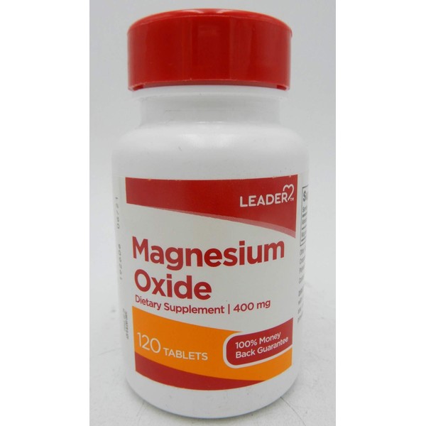LEADER Magnesium Oxide Dietary Supplement 400MG 120 Tablets