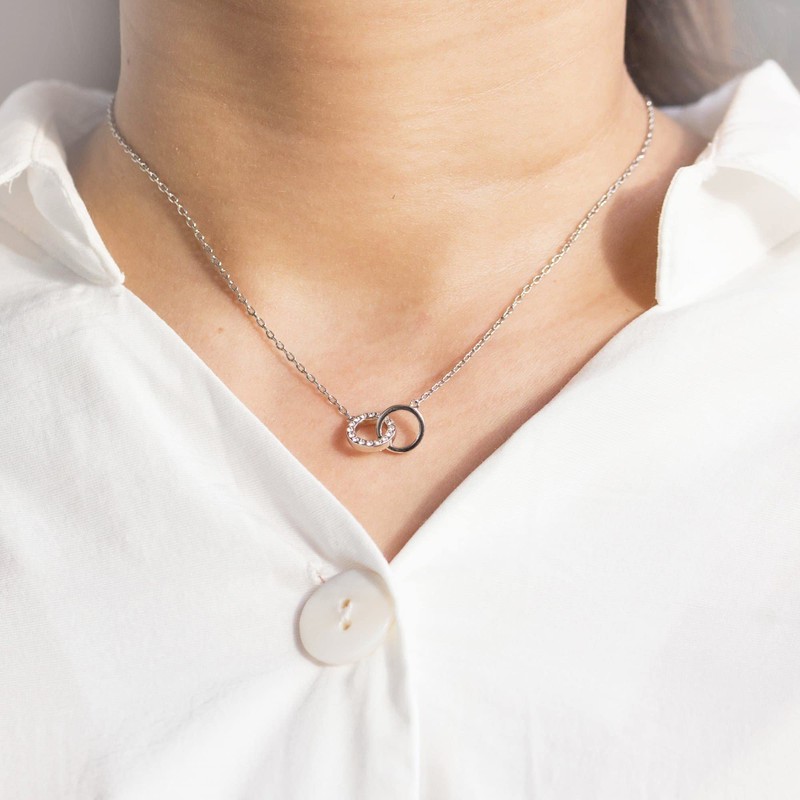 Philip Jones Circle Link Necklace Created with Zircondia® Crystals