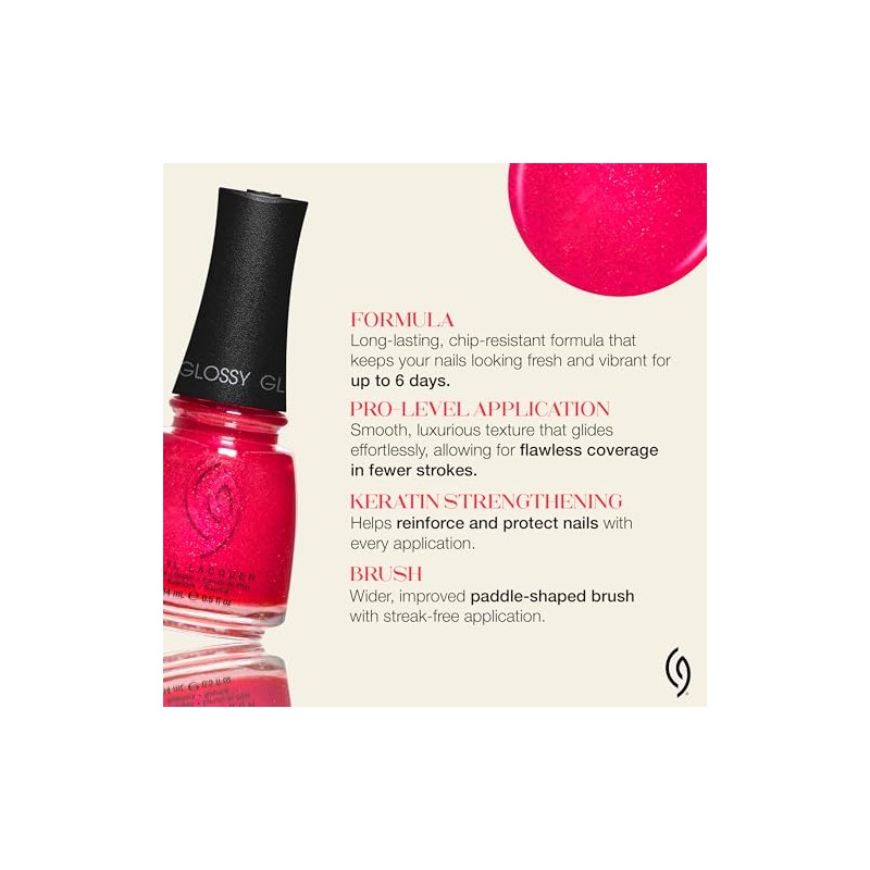 CHINA GLAZE Esmalte de Uñas Strawberry Fields, Brillo fucsia profundo,
