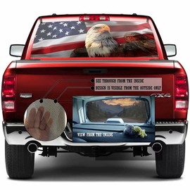 American USA Flag Eagle Car Rear Window Sticker Decoration,Perforated Window Film Decals for Truck Back Windshield,Scratch Hidden Car Stickers,Decor for Car