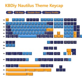 KBDiy Nautilus PBT Double Shot Keycap Set,176 Keys Blue Purple Custom Key Cap Keycaps 60 Percent Cherry Profile Keycaps for 61/64/68/84/87/100/104/108 Mechanical Keyboard