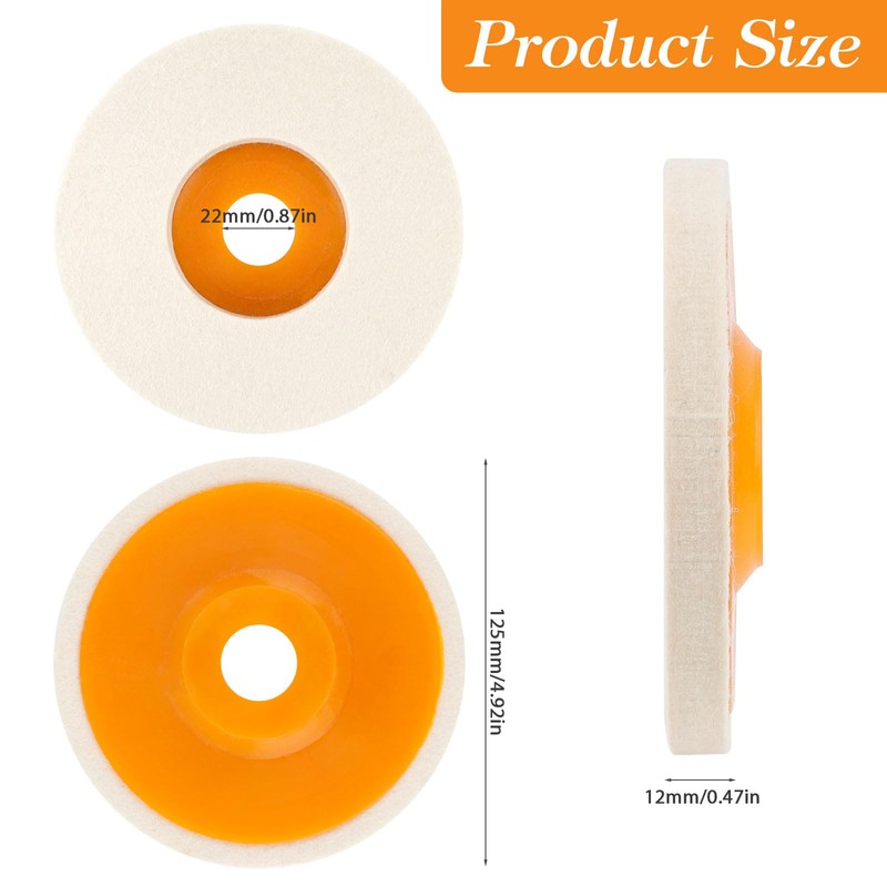 Wool Polishing Attachment, Angle Grinder, Pack of 4, 125 mm