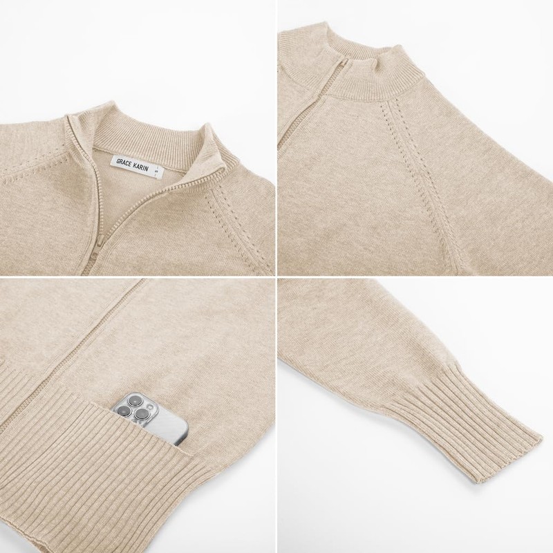GRACE KARIN Womens Cardigan Full Zip Cardigans Long Sleeve Cardigan