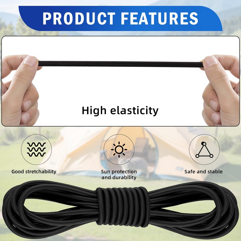 10 M Elastic Cord, 3 Mm Bungee Cord, With 30