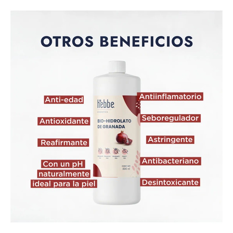 Tonico Facial Hidrolato Granada Destilado Antioxidante de Granada Piel mixta