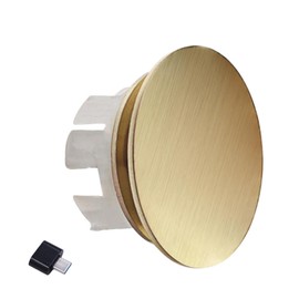 Generic 1.29 Inch Sink Overflow Cover, Sink Overflow Cover Insert, Sink Basin Overflow Trim Ring Cover Double Layer Copper Solid Chrome (Gold) Type-C Convertor, YiShuiKongGai_Copper_2Laye_Jin_Hei#CO#