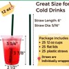 20 ounces of transparent plastic cups, with lids and straws,