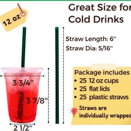 20 ounces of transparent plastic cups, with lids and straws, 25 sets of coffee cups, summer drink cups, coffee cups, milk cups, simple and beautiful - size: Quantity: 25 Style: 12 oz Cups