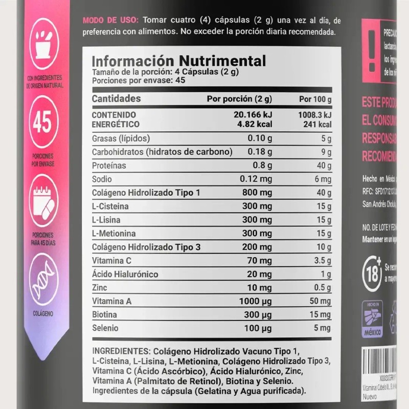 Suplemento Cápsula Life Suplementos Fitness Deportivos Colágeno Womens 156g