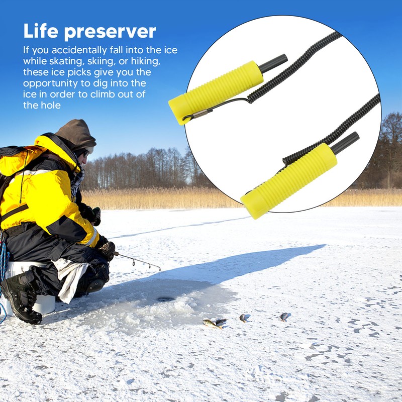 Ice Fishing Spoon Ice Picks Knee Pads Set Winter Outdoor