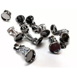 Unbranded 10 pcs. Gunmetal Earring Clips Settings Hinged Bezels Cabochons – 8mm Glue Pad
