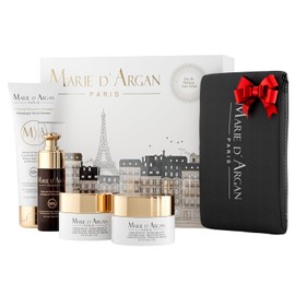 Kit Facial Antiedad Skincare Edición Especial Crema Facial Día y Noche con Oro | Sérum Tensor Limpiador de Champagne Estuche Premium | Marie d'Argan