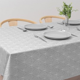 W4701220 Tablecloth, 100% Cotton, Fashionable, Rectangle, Nordic, 56.9 x 82.7 inches (142 x 210 cm), Standard, Gray, Simple, Line, Style Decor