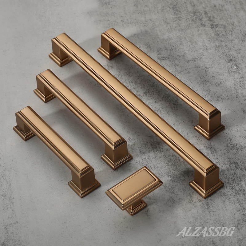 Alzassbg 10 Pack Champagne Bronze Cabinet Pulls, 3 Inch(76mm) Hole