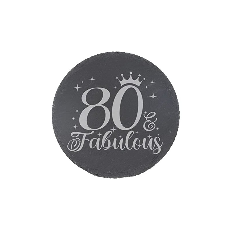 80th Birthday Gift for Women 80 & Fabulous Engraved Slate