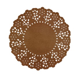 200PK Brown Paper Lace Doilies Disposable Placemat Round Decorative Paper Placemats, for Parties,DIY Crafts