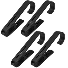 Uenhoy Large Laundry Hooks with Clips 4 Pcs Clothes Pins Heavy Duty, Closet Organizer Clamps for Socks Boot Towels Hanging, Strong Plastic Clothes Hangers for Bathroom Wardrobe, Black
