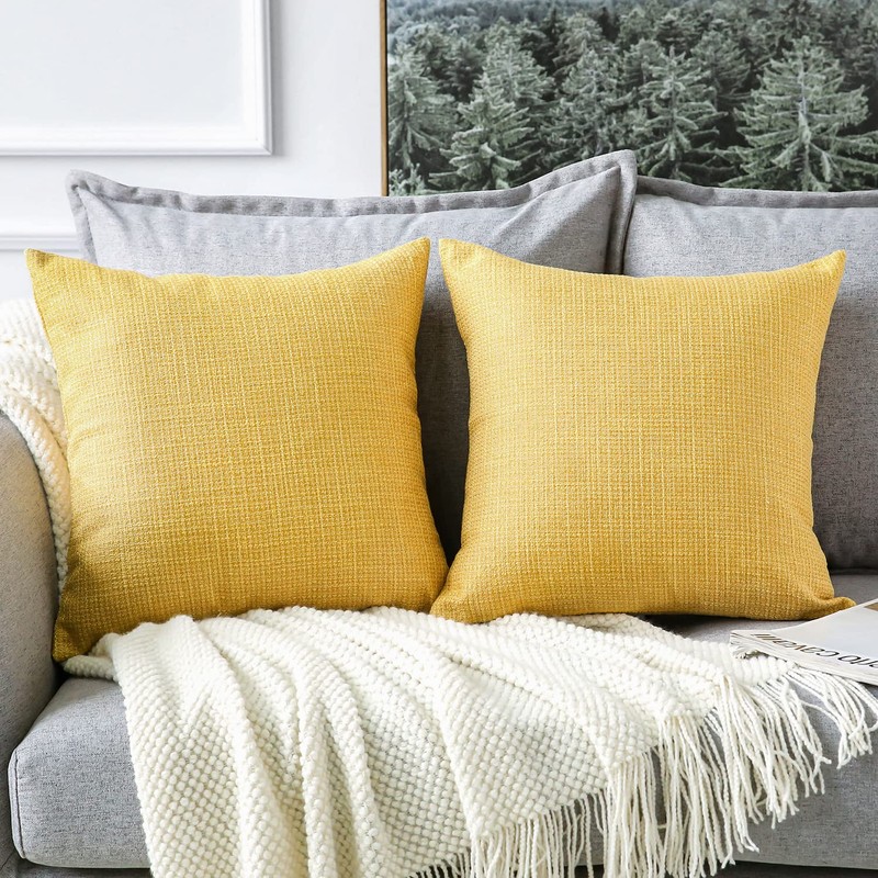 Artscope Cushion Covers Set of 2 Linen Decorative Square Pillowcases