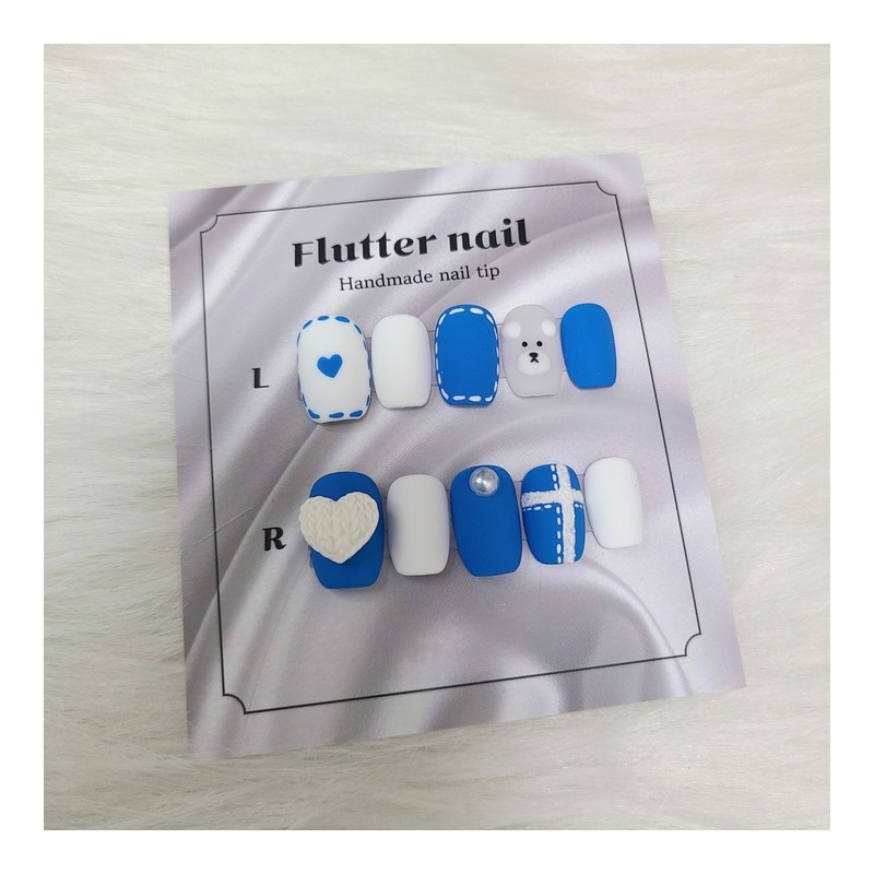 Cozy polar bear handmade nail tip - Long Square /
