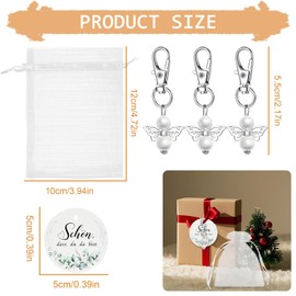 Amlope Pack of 30 Guardian Angel Pendants with Organza Bag Kraft Paper Farewell Gift Guest Gifts Wedding Decoration Angel Pendant for Wedding, Christening, Christmas, Birthday, Confirmation (Style 2)