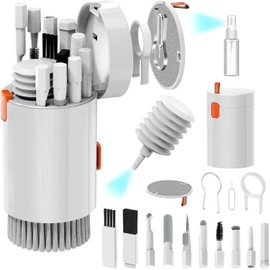 TAGNEFLOR Limpiador de Teclado,20 en 1 Kit de Limpieza Portátil,Cepillo de Limpieza de Teclado Multifuncional para la Limpieza de cámaras Digitales,computadoras,Kit de Limpieza Multiusos (Blanco)