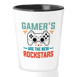 Bubble Hugs Gamer Shot Glass 1.5oz - Gamer's Are The New Rckstars - Video Game Funny Humor Console Multiplayer Gaming Player Lover Friendship