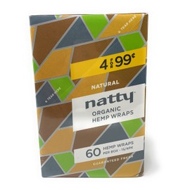 Natty Full Width Hemp Wraps 15Packs Per Box 4 Wraps Per Pack - Various Flavors - (1 Count) Brown