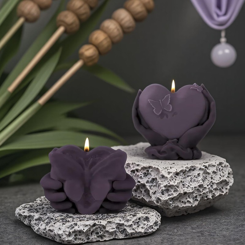 MUAECH 2 Designs Hands Holding Heart Silicone Mold with Butterfly
