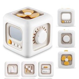 OLIGEI Busy Activity Cube Toys for 1 Year Old Boy, Montessor Car Travel Sensory Toys for Toddlers 1-3, Learning Fine Motor Skills| 1st Birthday Gifts Boy 12 Months +